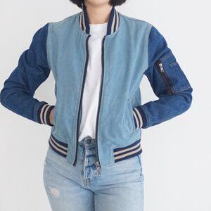 Blue Denim Bomber Jacket M Slate & Stone